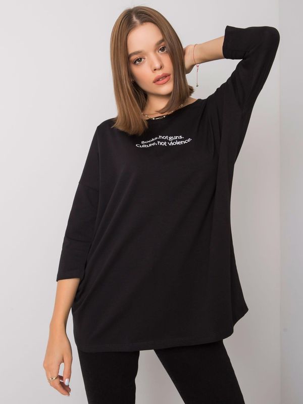 Fashionhunters Black women's blouse with inscription