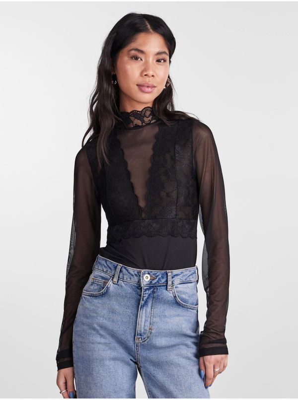 Pieces Black Women's Bodysuit with Lace Pieces Sicca - Women's