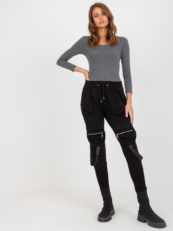 Fashionhunters Black Women's Cargo Sweatpants