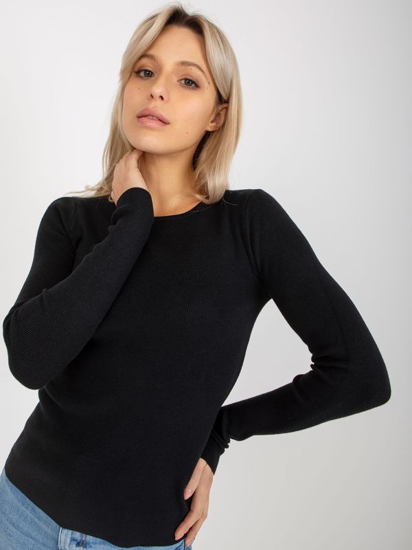 Fashionhunters Black women's classic sweater with viscose