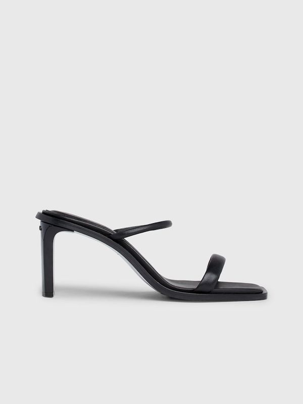 Calvin Klein Black Women's Leather Heeled Sandals Calvin Klein Heel Mule