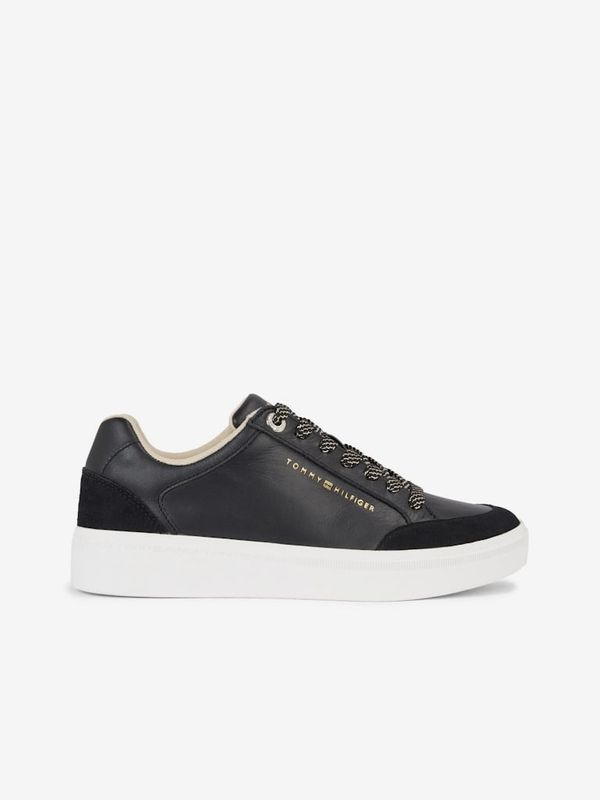 Tommy Hilfiger Black Women's Leather Sneakers Tommy Hilfiger Seasonal Court Sneaker