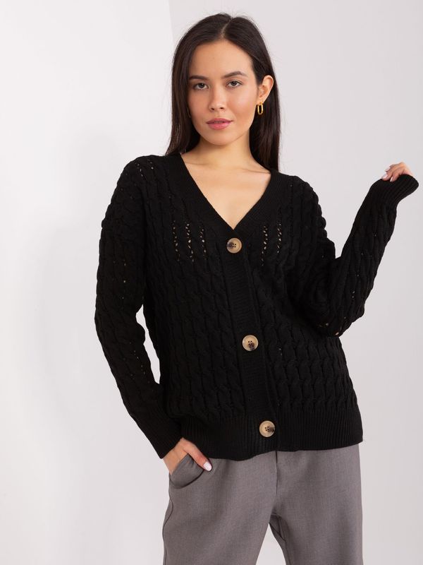 Fashionhunters Black women's neckline cardigan