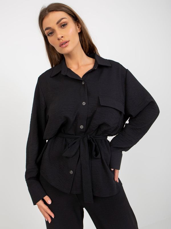 Fashionhunters Black Women's Oversize Collared Shirt