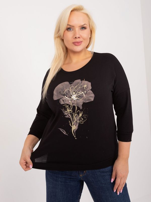 Fashionhunters Black women's oversized blouse with appliqué