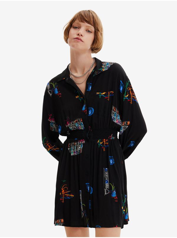 DESIGUAL Black women's patterned shirt dress Desigual Dresde - Women