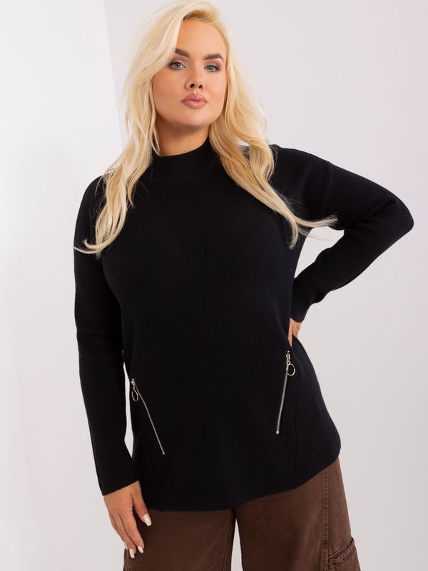 Fashionhunters Black women's plus size sweater with viscose