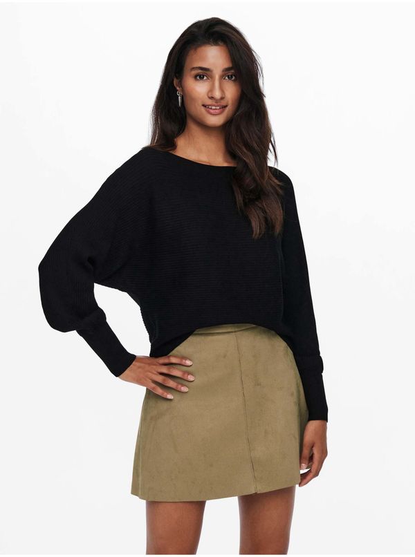 Only Black women's ribbed sweater with batwing sleeves ONLY Adaline