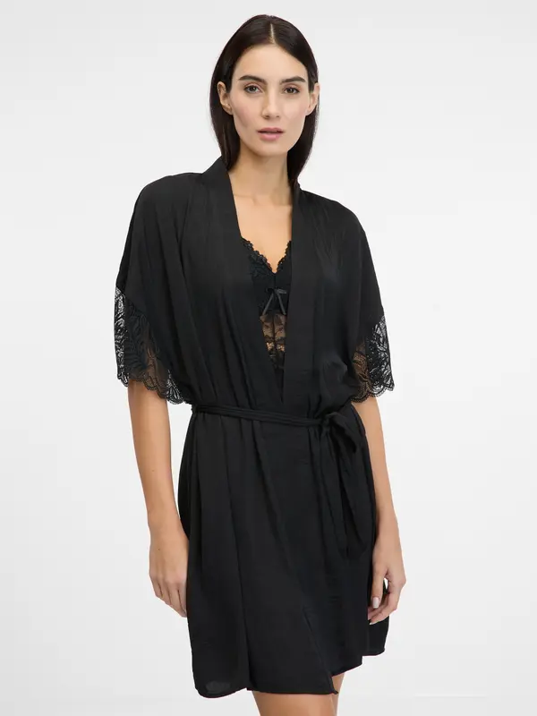 Orsay Black Women's Satin Bathrobe ORSAY - Women's