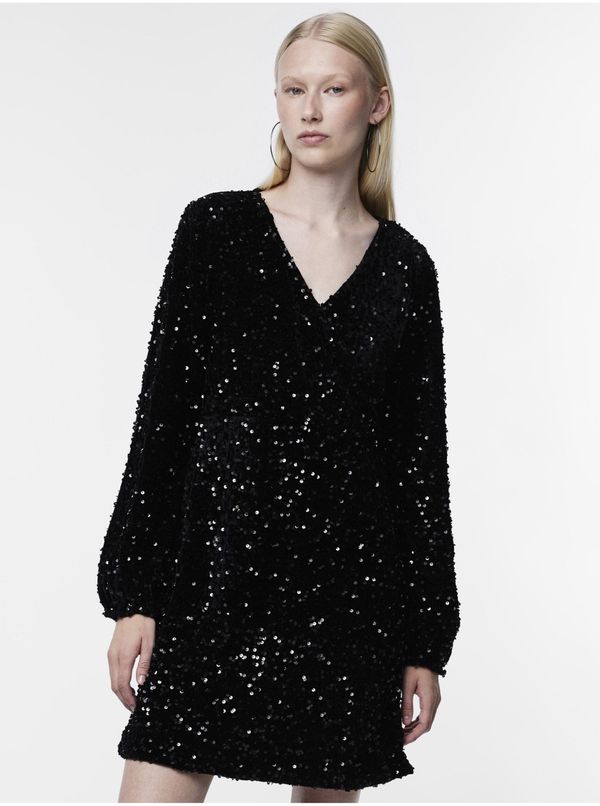 Pieces Black Women's Sequin Dress Pieces Kam - Women's