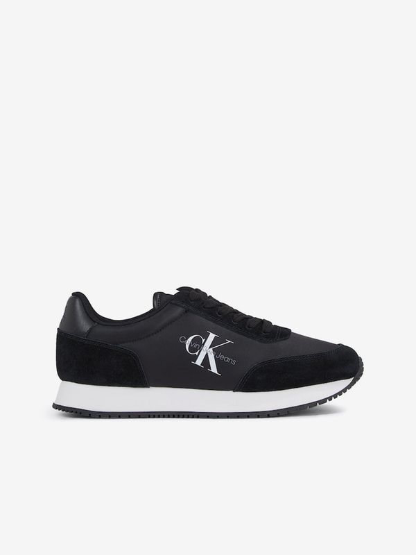 Calvin Klein Black women's sneakers with suede details Calvin Klein Retro Runner Low Lace