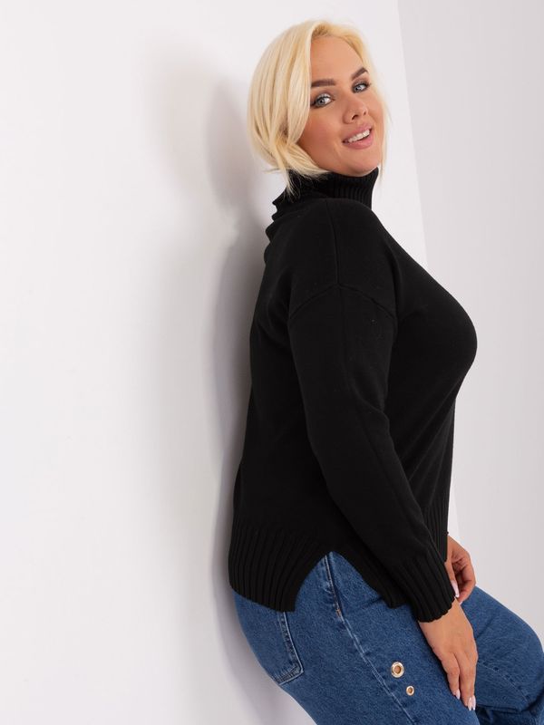 Fashionhunters Black women's sweater plus size with viscose