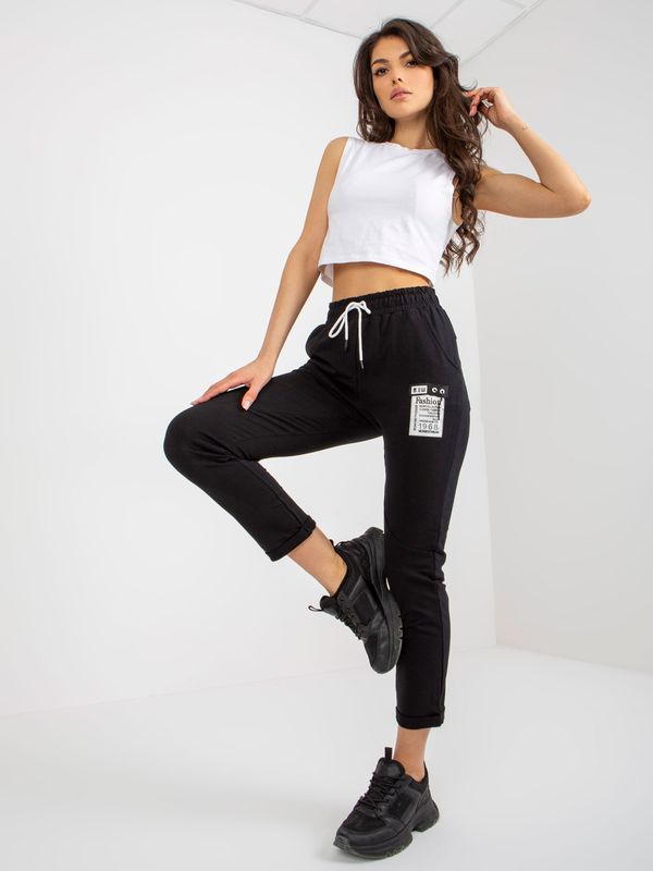 Fashionhunters Black women's sweatpants with patch