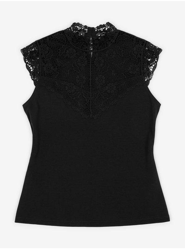 Orsay Black women's T-shirt with lace detail ORSAY