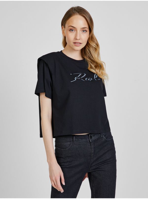 Karl Lagerfeld Black women's T-shirt with shoulder pads KARL LAGERFELD - Women