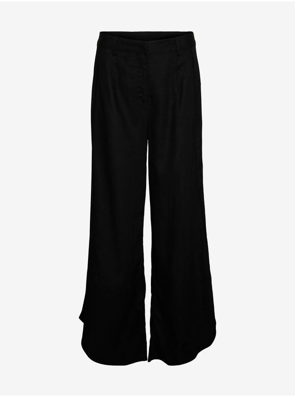 AWARE by VERO MODA Black women's trousers with linen AWARE by VERO MODA Fia - Ladies