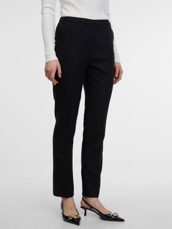 Orsay Black women's trousers with linen blend ORSAY