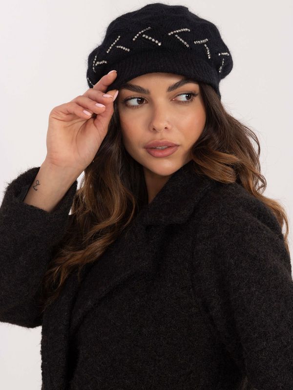 Fashionhunters Black women's winter hat with application