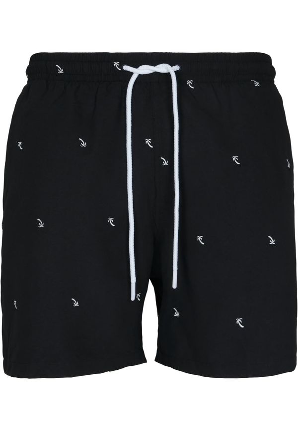 UC Men Black/Palm Embroidered Swim Shorts