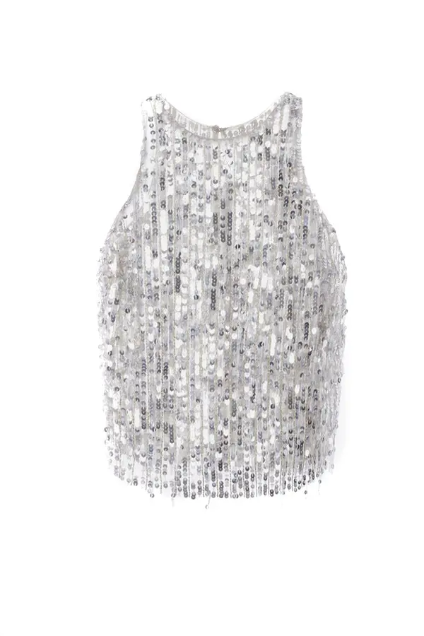 Elisabetta Franchi Bleščeč top brez rokavov