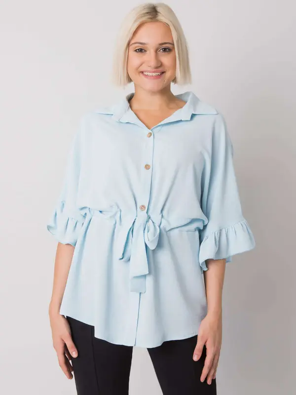 RUE PARIS Blouse-CHA-BZ-3576.25-light blue