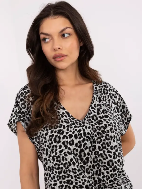 Sublevel Blouse-D73771M11171B-grey-black