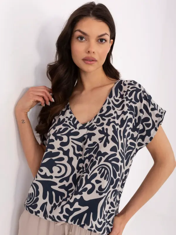 Sublevel Blouse-D73771M11171B-navy blue