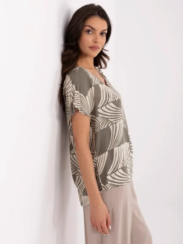 Sublevel Blouse-D73771M11171D-khaki