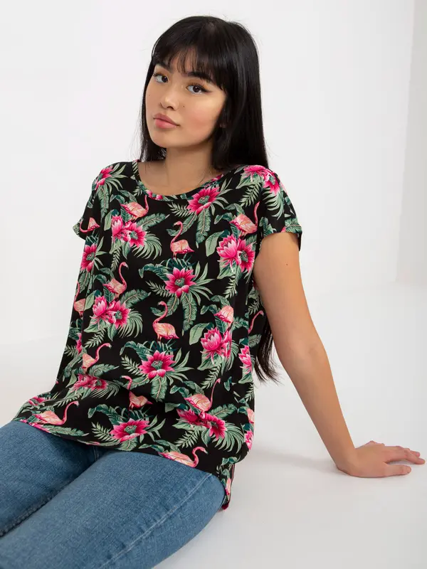 Sublevel Blouse-D73771R10978P-black-green