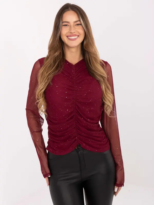 Italy Moda Blouse-IT-BZ-20167.86-burgundy