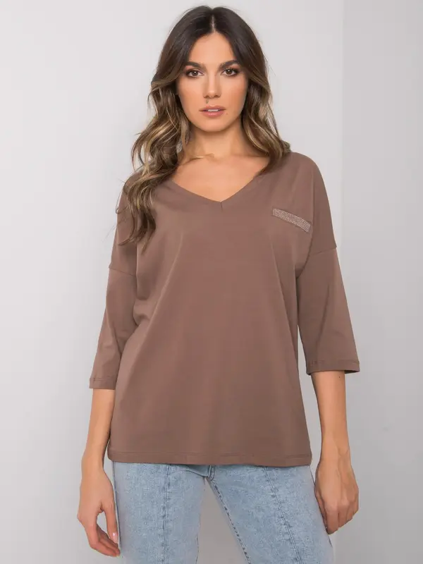 RUE PARIS Blouse-RV-BZ-7310.58-brown