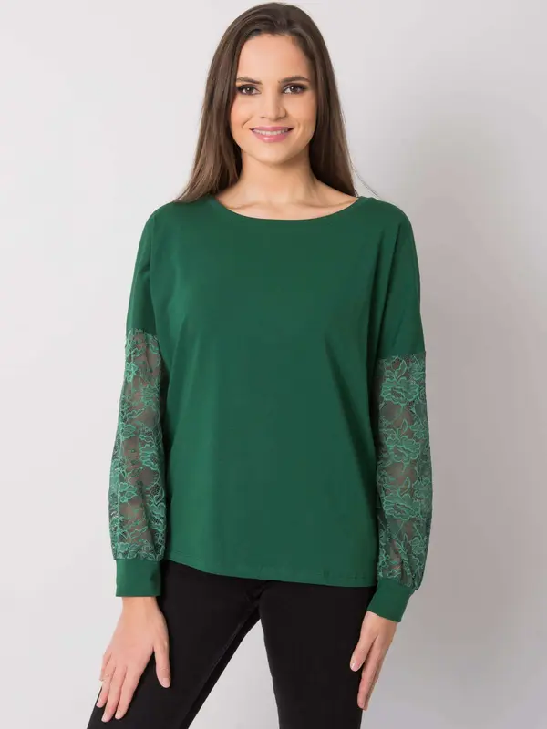 RUE PARIS Blouse-RV-BZ-7342.03-dark green