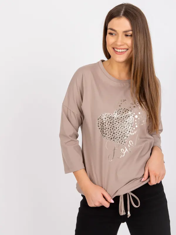 RUE PARIS Blouse-RV-BZ-7545.42P-dark beige