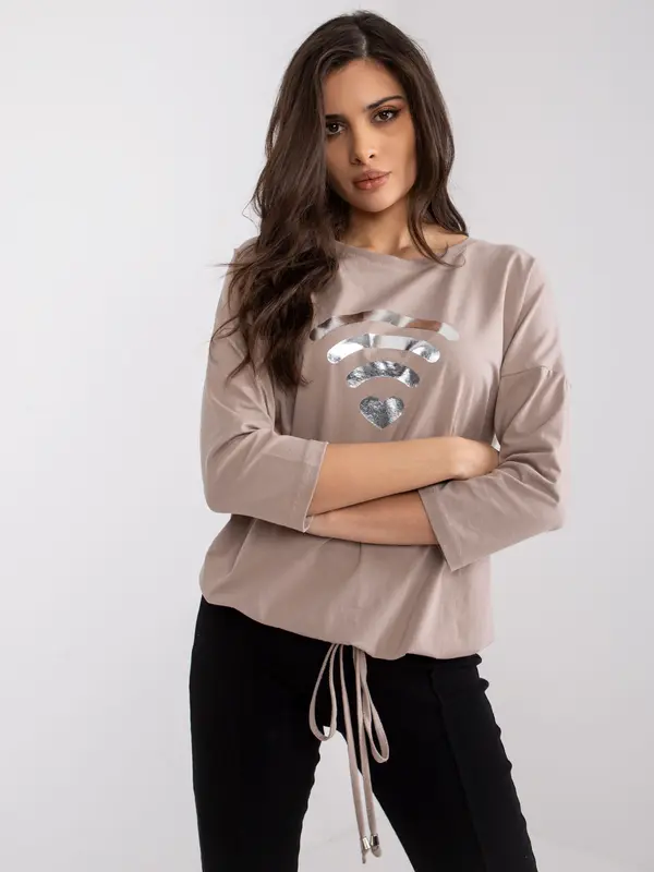 RUE PARIS Blouse-RV-BZ-7547.12P-dark beige