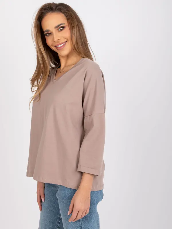 RUE PARIS Blouse-RV-BZ-7558.30-dark beige