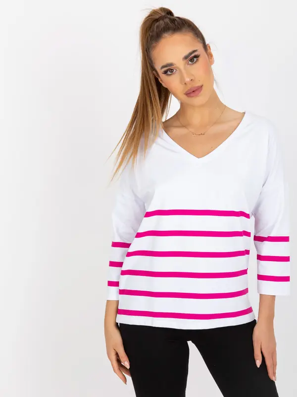 RUE PARIS Blouse-RV-BZ-8008.63-white-pink