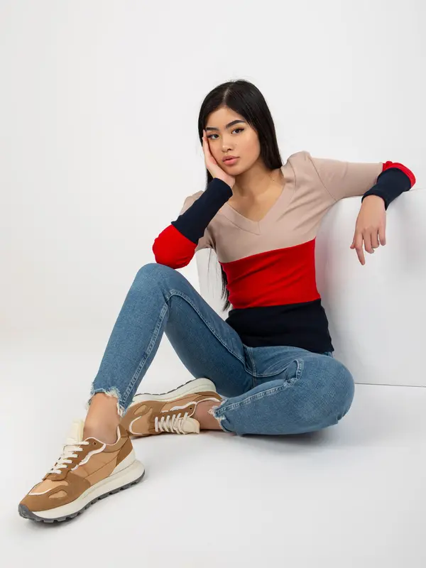 RUE PARIS Blouse-RV-BZ-8429.41P-navy-red