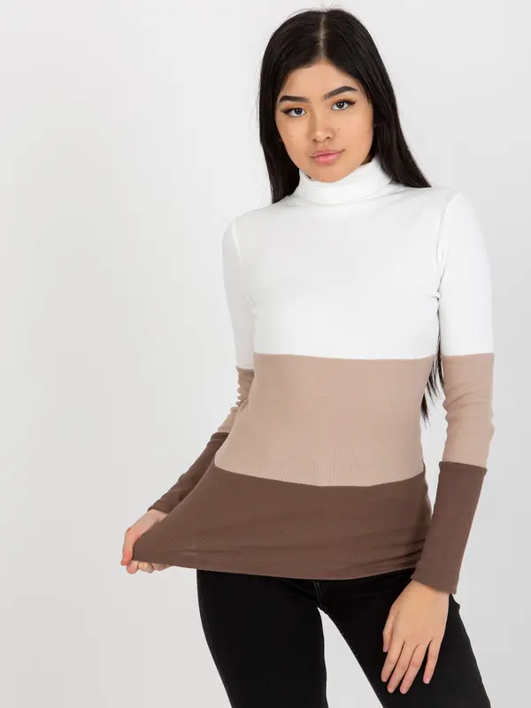RUE PARIS Blouse-RV-BZ-8465.36X-white-brown