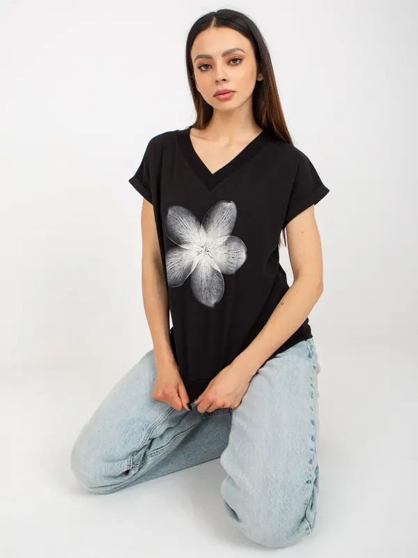 RUE PARIS Blouse-RV-BZ-8956.19P-black