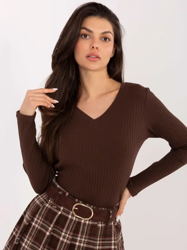 RUE PARIS Blouse-RV-BZ-A1054.34-dark brown