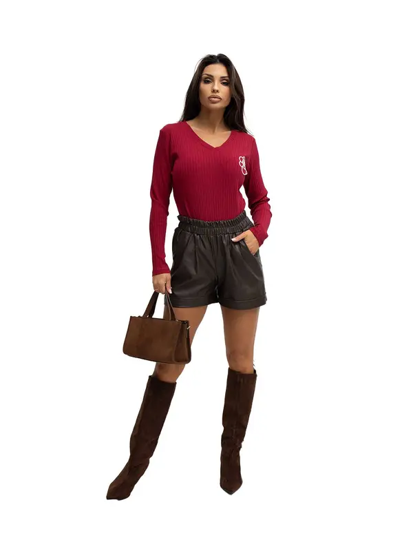 RUE PARIS Blouse-RV-BZ-A1057.15P-burgundy