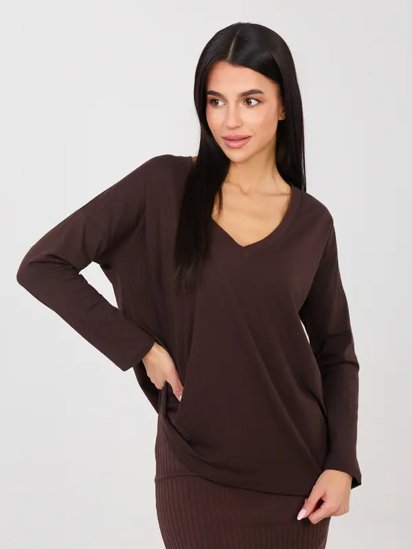 RUE PARIS Blouse-RV-BZ-A1092.47-dark brown