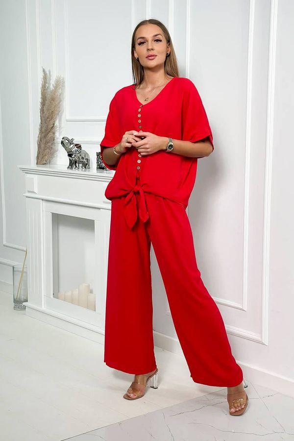 Kesi Blouse set with red trousers