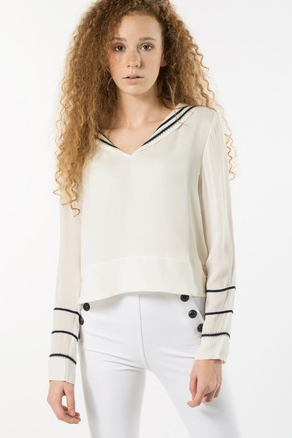 Tommy Hilfiger Blouse - Tommy Hilfiger GIGI SILK SAILOR BLOUSE LS white