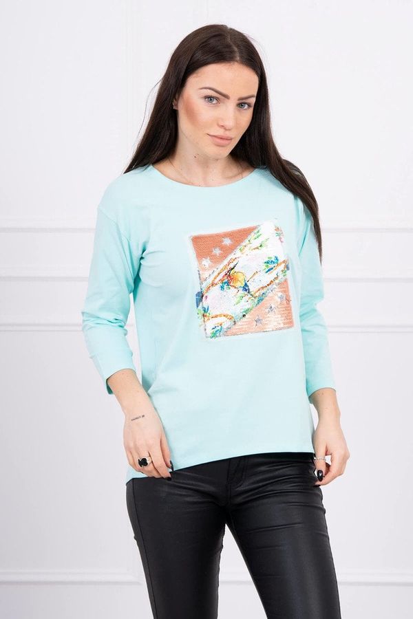 Kesi Blouse with 3D Bird mint graphics