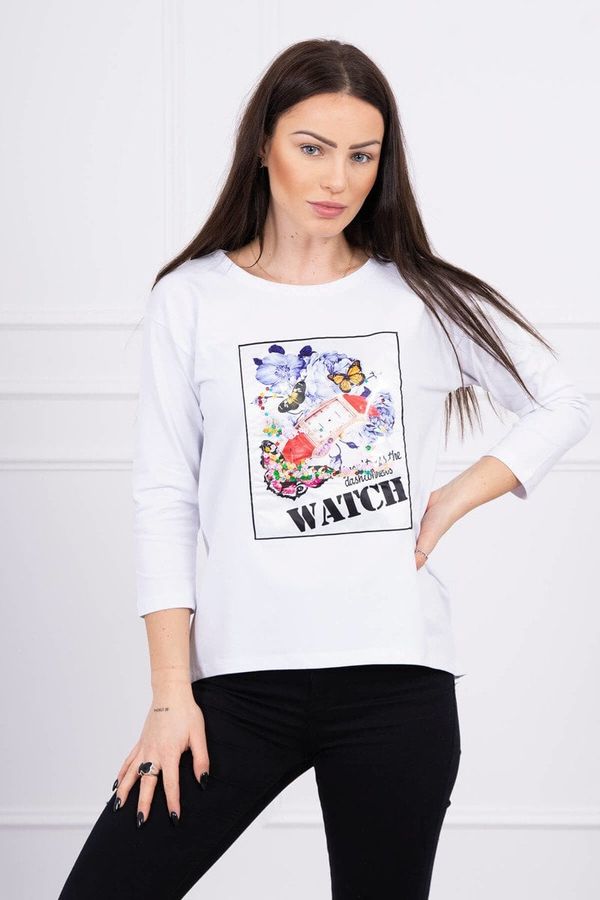 Kesi Blouse with 3D Watch white graphics