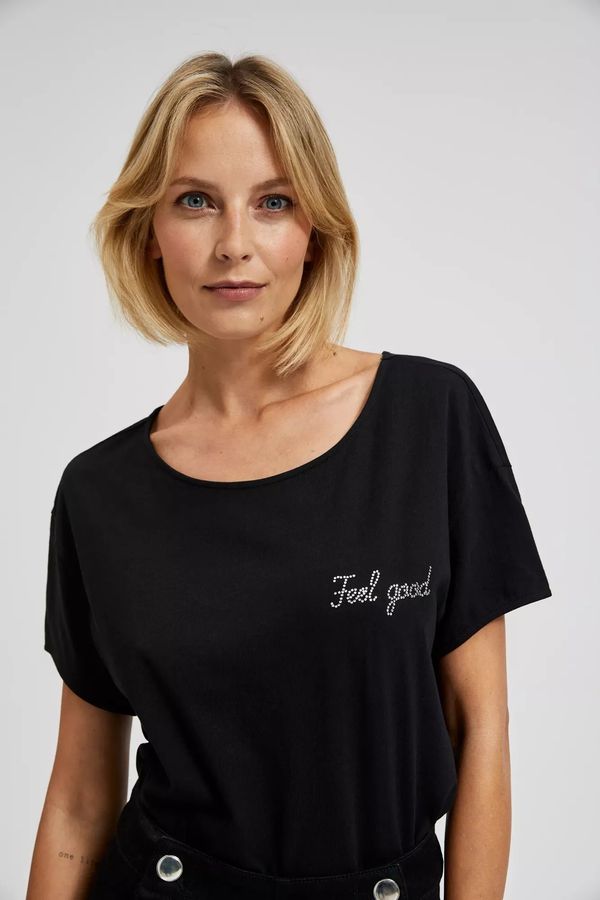 Moodo Blouse with black inscription - black