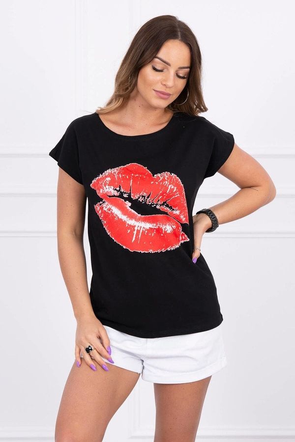 Kesi Blouse with black lip print