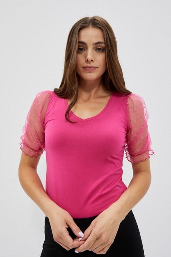 Moodo Blouse with decorative sleeves - pink