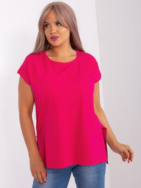 Fashionhunters Blouse with fuchsia size slit plus